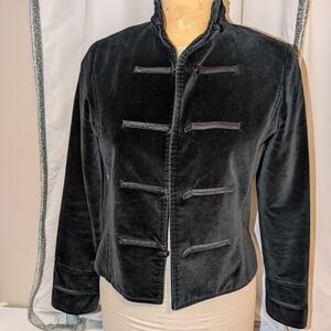 Warehouse Black Velvet Military Jacket